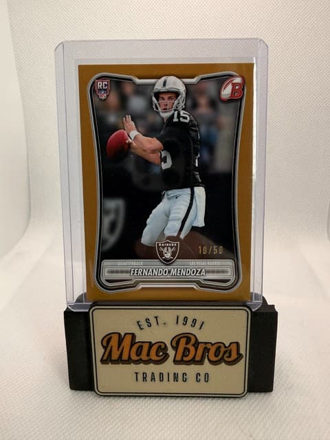 2026 Bowman Fernando Mendoza RC Rookie #101 Raiders True Gold Variation /50